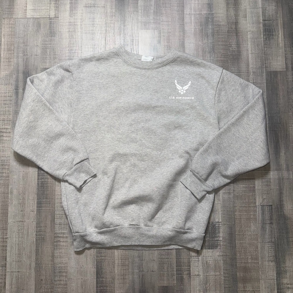 Vintage US Air Force MEKE Inc Crewneck Sweatshirt Sz M Gray Reflective Made USA